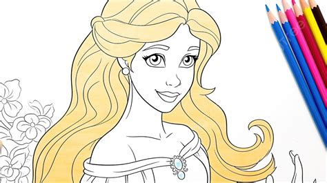 Disney Princesses Coloring Pages Background, Princess Picture To Color, Princess, Cute ...