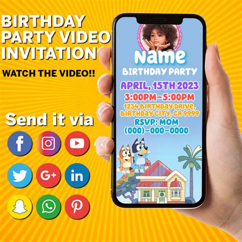 Animated Birthday invitation, birthday party invite, invitat - Inspire ...