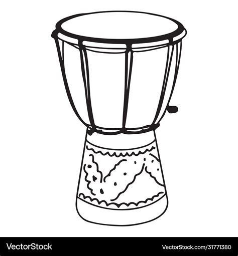 Hand drawn djembe drums doodle isolated on white Vector Image