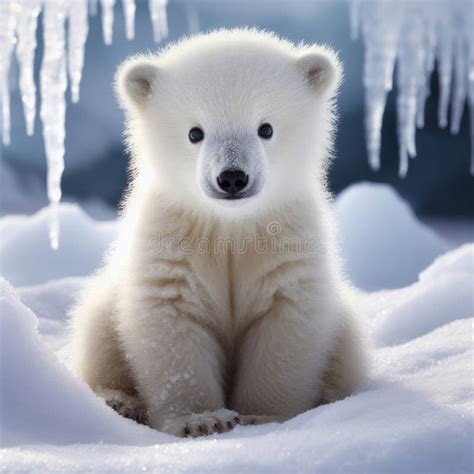 Baby Polar Bear in the Snow. Ai Generative Stock Image - Image of winter, bear: 300868471