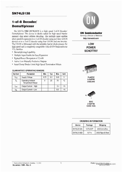 74LS138_134615.PDF Datasheet Download --- IC-ON-LINE