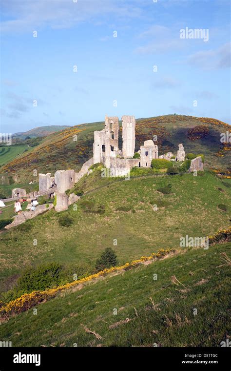 Corfe castle ruins Dorset England Stock Photo - Alamy