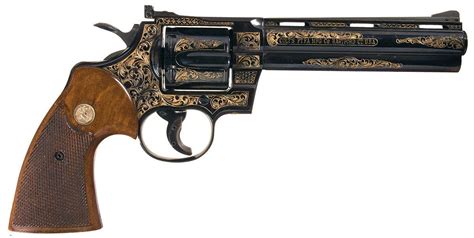 Engraved and Gold Highlighted Colt Python Double Action Revolver with Presentation Case