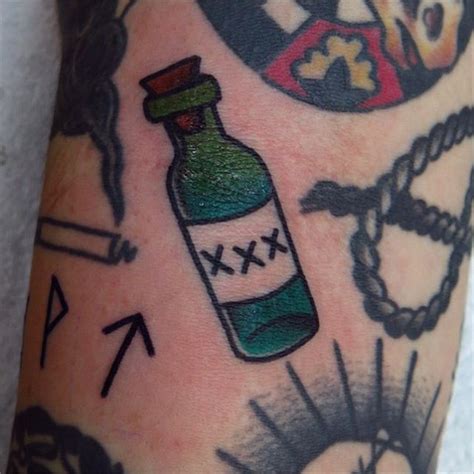 Traditional liquor bottle tattoo - Tattoogrid.net