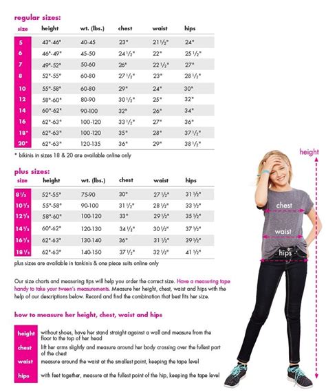 Size Chart for Swim