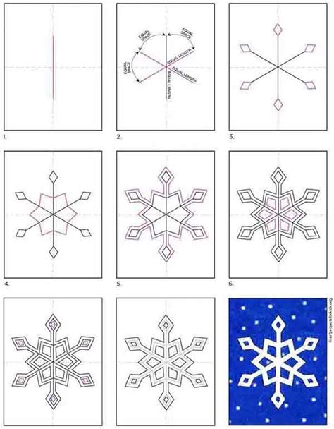 Easy How to Draw a Snowflake Tutorial and Coloring Page