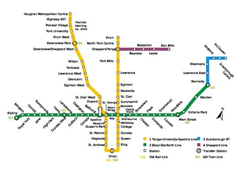 Large subway map of Toronto city. Toronto large subway map | Vidiani ...