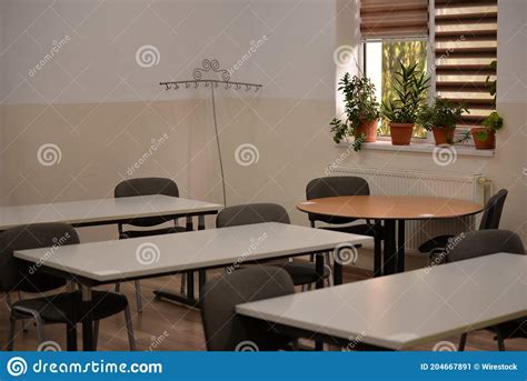 Tables Placed According To the Social Distancing Rules in a Classroom during the Covid19 ...