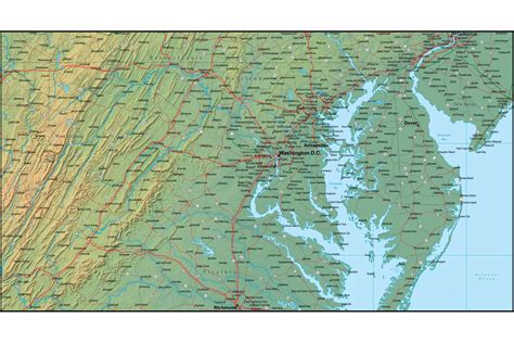 Map of Maryland and the Surrounding Region