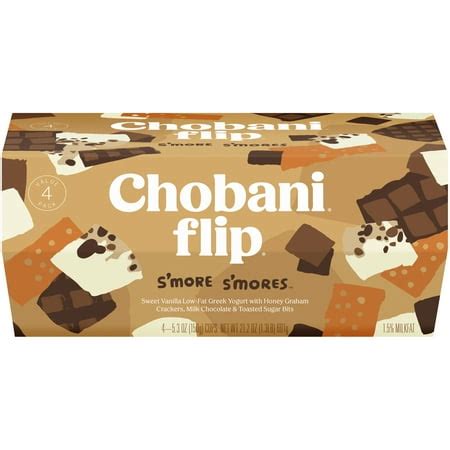 Chobani Flip, S'more S'mores Low Fat Sweet Vanilla Greek Yogurt 5.3 Oz. Cups, 4 Cups - Walmart.com