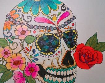 Pen and ink Skull and filigree drawing
