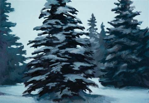 oil painting pine trees snow winter | Painting snow, Winter painting ...