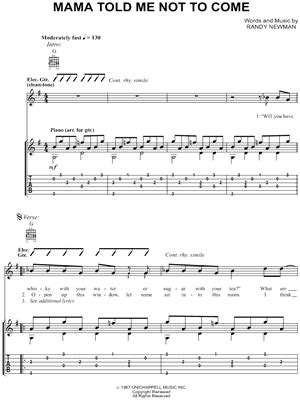 "Mama Told Me Not To Come" Sheet Music - 4 Arrangements Available Instantly - Musicnotes