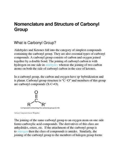 SOLUTION: Nomenclature and structure of carbonyl group - Studypool