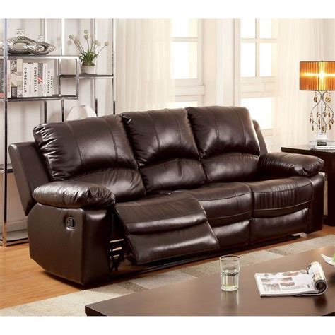 Furniture of America Lebeau Recliner Sofa | Leather reclining sofa ...