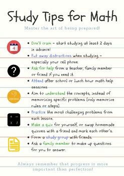 FREEBIE! Study Tips for Math Poster by Coffee and Calculators | TPT