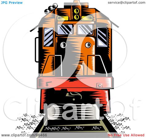 Royalty-Free (RF) Clipart Illustration of an Orange Diesel Locomotive ...