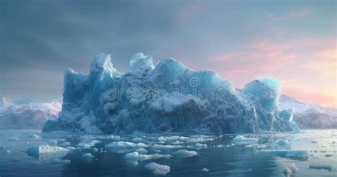 Beautiful Iceberg Floating Near a Shoreline at Sunset. AI-generated ...