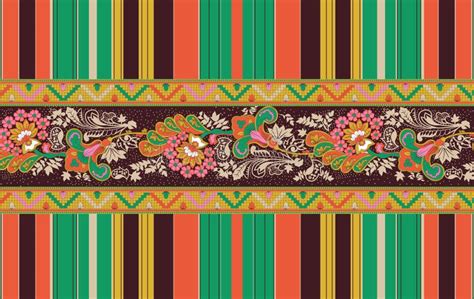 Fantasy Flowers in Retro, Vintage, Jacobean Embroidery Style. Border Line Seamless Pattern ...