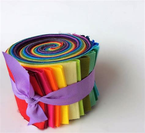 2.5 inch Rainbow Jelly Roll fabric quilting strips Moda Bella Solid - 1 ...