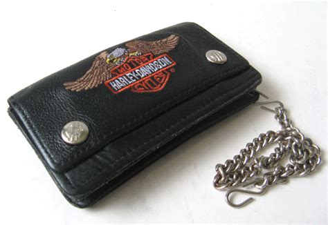 HARLEY DAVIDSON 6" BLACK LEATHER BIKER WALLET | eBay