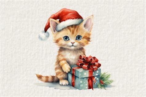 Cat Wearing Santa Hat PNG Graphic by Rajbir Designs · Creative Fabrica