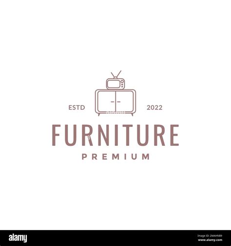 furniture table television radio minimalist interior logo design vector icon illustration ...