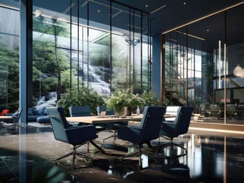 Premium AI Image | Modern office with plants for a refreshing and ...