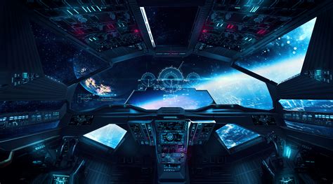 Luciano Neves, cockpit, artwork, digital art, illustration, space, planet, spaceship | 1920x1066 ...