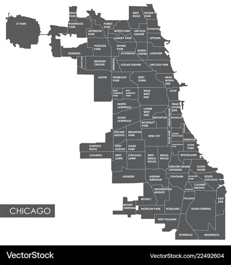 Map chicago district Royalty Free Vector Image