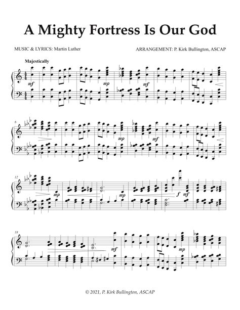 A Mighty Fortress Is Our God (arr. Kirk Bullington, ASCAP) Sheet Music ...