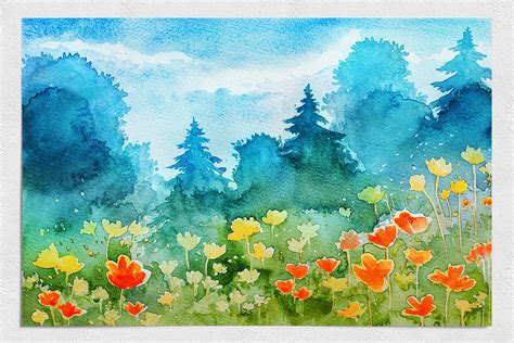 Spring Landscapes. Watercolor. By Alex Green | TheHungryJPEG