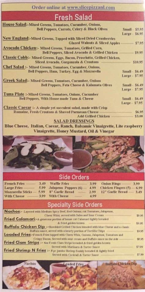 Menu of Slyce Pizza Bar in New London, CT 06320