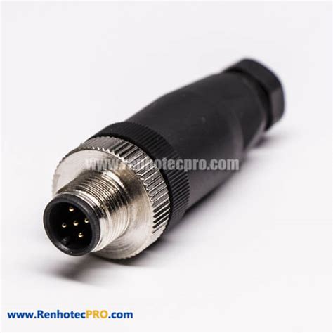 M12 5 pin A-coding Straight Male Plug Plastic Cable Assembly Connector - Renhotecpro.com