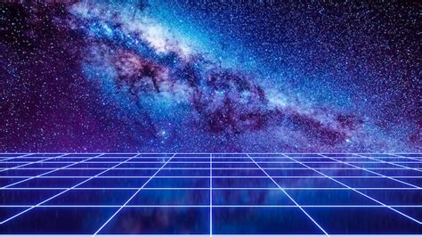 Premium Photo | Futuristic space background with retro grid on space ...