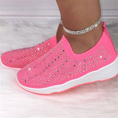 Wholesale Breathable Rhinestone Flat Sneakers For Women UCM072364 | Wholesale7.net