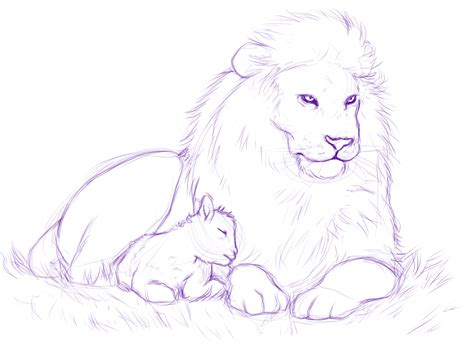 The Lamb and the Lion sketch by MelvisMD on deviantART | Lion sketch, Lion and lamb, Lion art