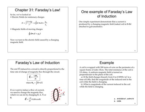 Chapter 31: Faraday`s Law! One example of Faraday`s Law of