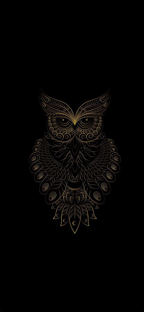 Golden Owl bird pattern art iPhone Wallpapers Free Download