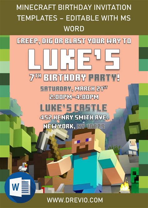 Minecraft Birthday Card Template – Mightyprintingdeals.com