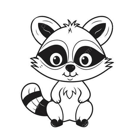 Cartoon Cute Raccoon Coloring Page Printable To Print Outline Sketch Drawing Vector, Cute ...