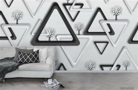 3D BLACK WHITE Triangle Wallpaper Wall Mural Removable Self-adhesive Sticker1253 EUR 91,02 ...