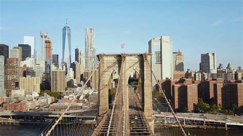 Aerial View Of Brooklyn Bridge Through East Stock Footage SBV-317586432 - Storyblocks