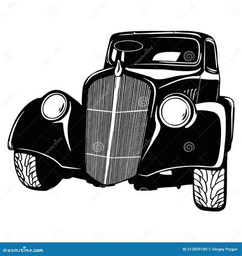 Old Classic Car, 1930 Vintage Car, Stencil, Silhouette, Vector Clip Art for Tshirt and Emblem ...