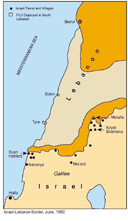 Map of Israel-Lebanon Border (June 1982)