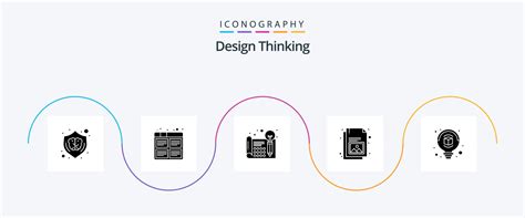 Design Thinking Glyph 5 Icon Pack Including document. thinking. process. processa. design ...