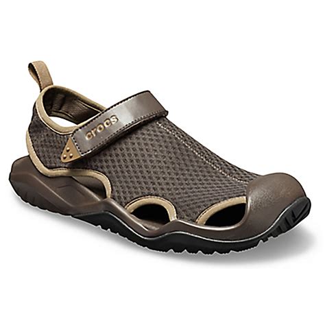 Mens Crocs Swiftwater Mesh Deck Closed Toe Beach Pool Rubber Sandals ...