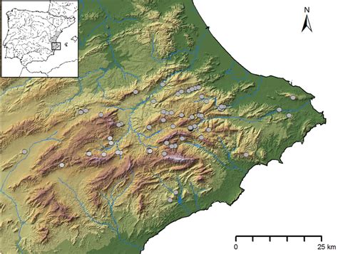 Location of sites with rock art in the Mediterranean coast in the... | Download Scientific Diagram