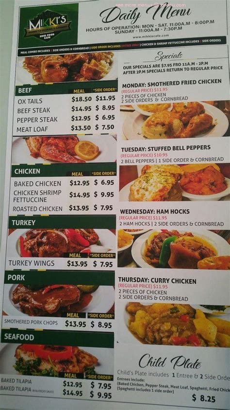 Online Menu of Mikki's Soulfood Cafe Restaurant, Pearland, Texas, 77584 ...