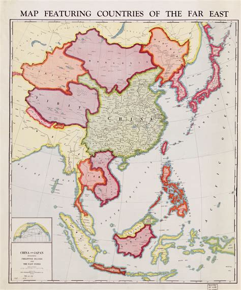 1932 Map Featuring Countries of the Far East | Map, Asia map, China map